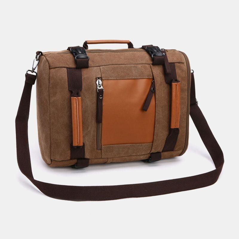 Herre Vintage Canvas Multifunktion Stor Kapacitet Farvematchende Rejserygsæk Laptoptaske