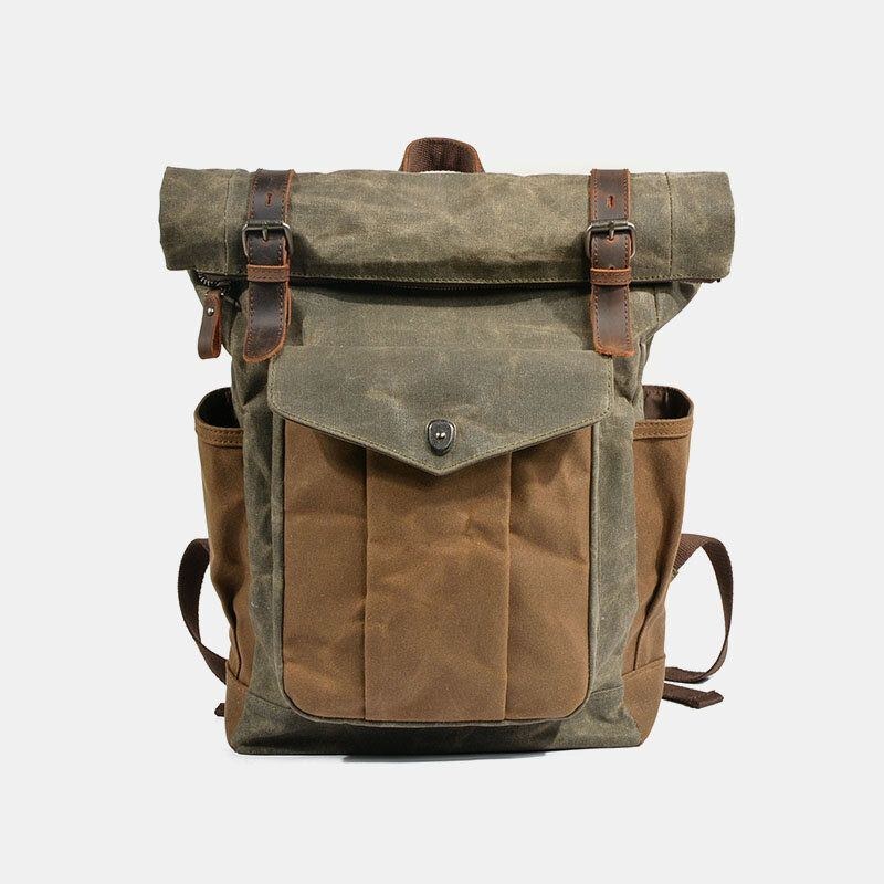 Herre Vintage Canvas Travel Bag Vandtæt Rygsæk Sport Klatretaske