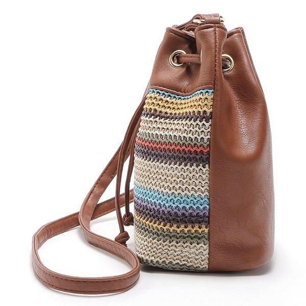 Boheme-stribet Bucket Bag Messenger-skuldertaske Til Kvinder