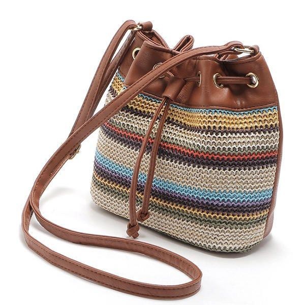 Boheme-stribet Bucket Bag Messenger-skuldertaske Til Kvinder