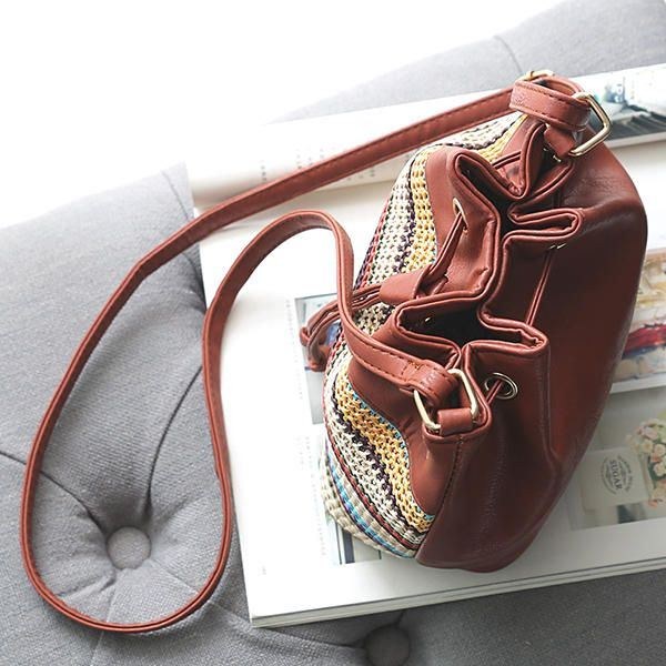 Boheme-stribet Bucket Bag Messenger-skuldertaske Til Kvinder