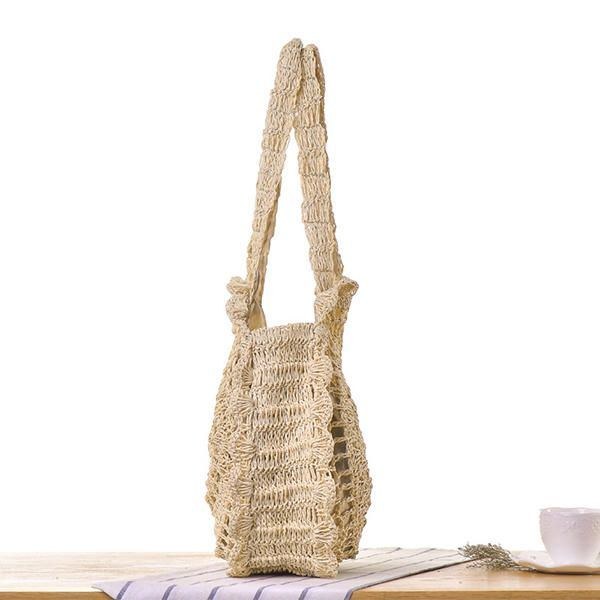 Casual Straw Hollow Out Rund Bag Skuldertaske Til Kvinder