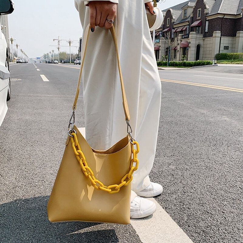 Dame 2stk Casual Chain Bucket Bag Skuldertaske