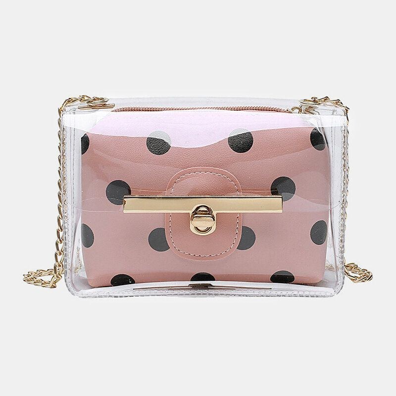 Dame 2stk Dot Chains Pvc Crossbody Taske