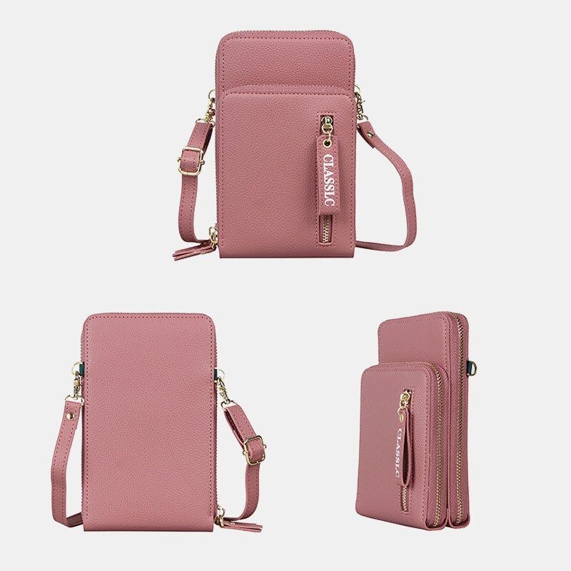 Dame 3 Kortpladser 6.5 Tommer Solid Telefontaske Crossbody-taske Skuldertaske