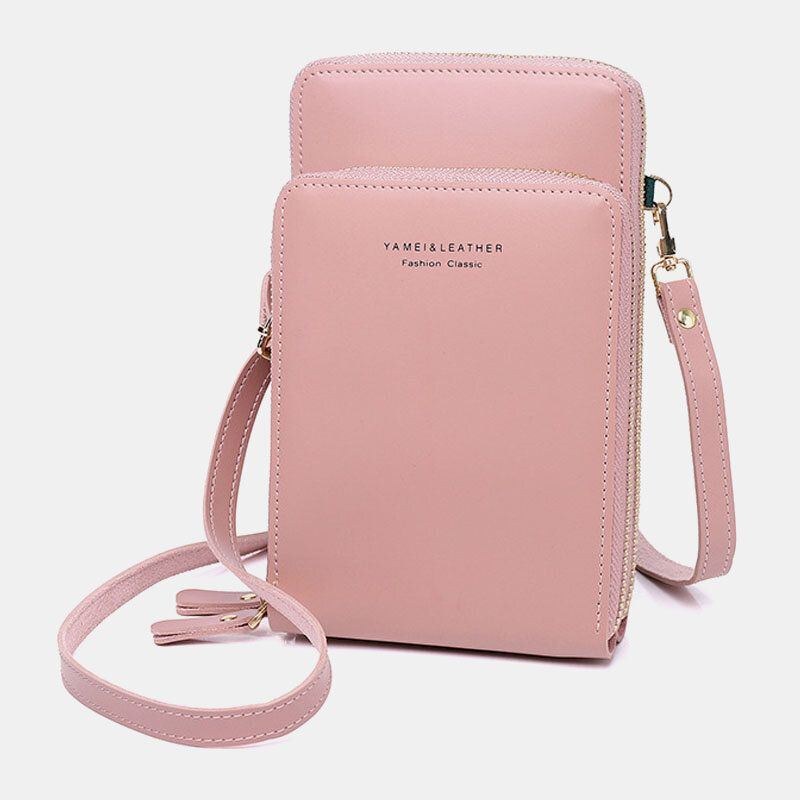 Dame 5 Card Slots Telefontaske Solid Crossbody Tasker