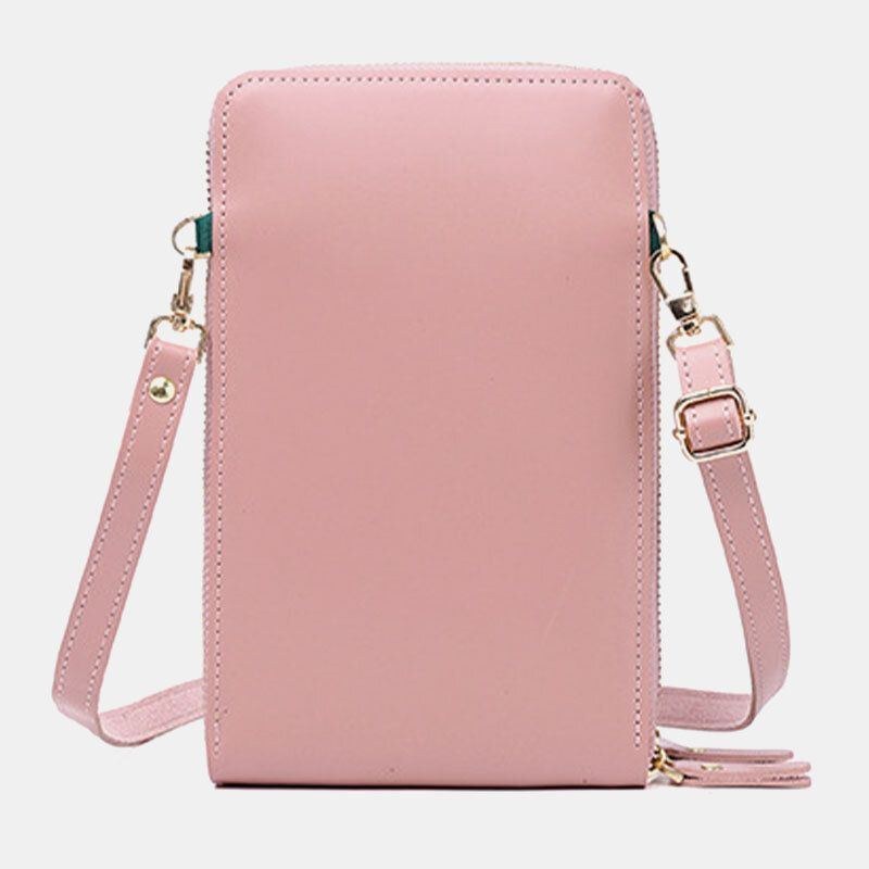 Dame 5 Card Slots Telefontaske Solid Crossbody Tasker