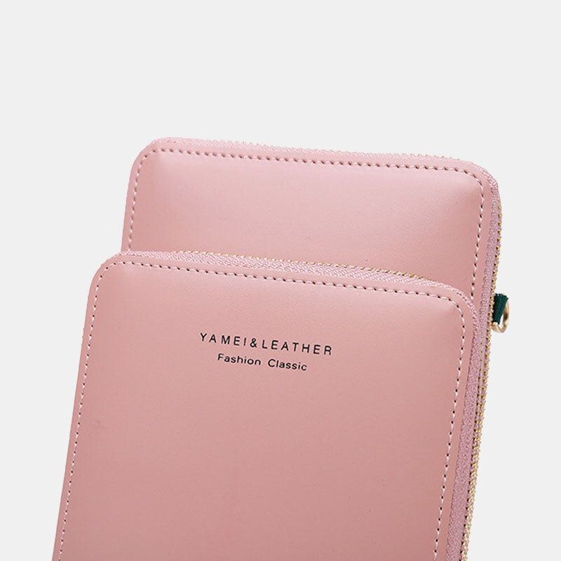 Dame 5 Card Slots Telefontaske Solid Crossbody Tasker