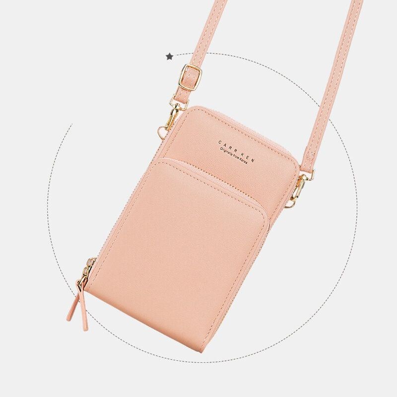 Dame 5 Kortpladser 6.3 Tommer Telefontaske Solid Crossbody Taske