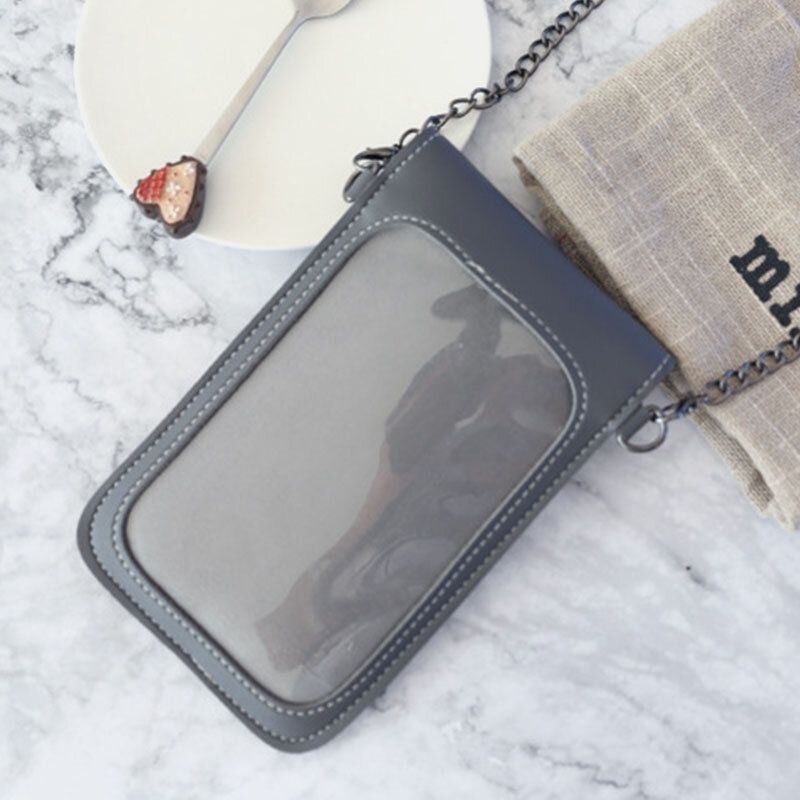 Dame 6.3 Tommer Touch Screen Kæde Solid Crossbody Taske Telefontaske