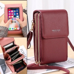 Dame 6.5 Tommer Touch Screen Taske Clutch Taske Kort Taske Stor Kapacitet Multi-lomme Crossbody Telefon Taske