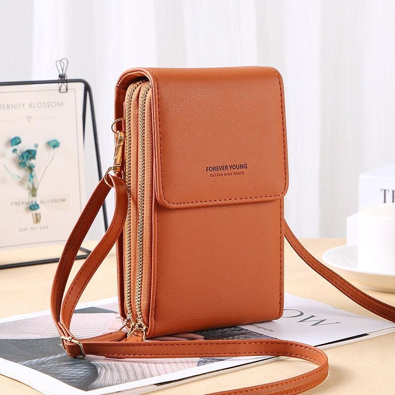 Dame 6.5 Tommer Touch Screen Taske Clutch Taske Kort Taske Stor Kapacitet Multi-lomme Crossbody Telefon Taske