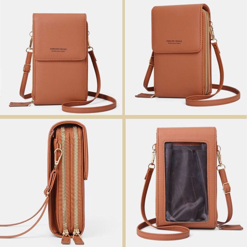 Dame 6.5 Tommer Touch Screen Taske Clutch Taske Kort Taske Stor Kapacitet Multi-lomme Crossbody Telefon Taske