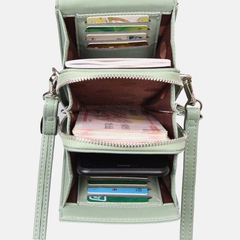 Dame 8 Kortpladser Telefontaske Solid Crossbody-taske Skuldertaske