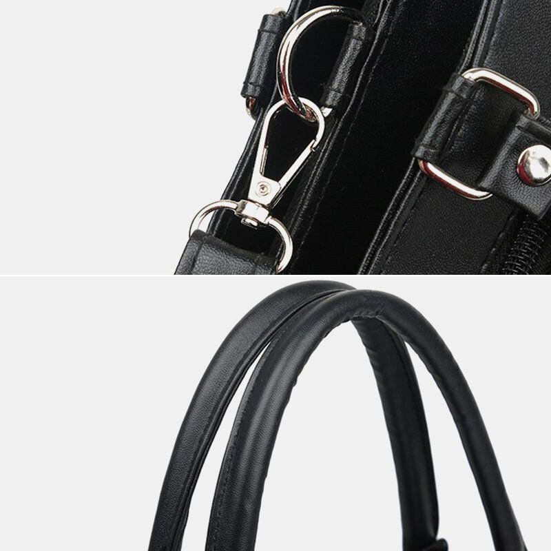 Dame Ægte Læder Geometrisk Mønster Farvematchende Vintage Håndtasker Med Stor Kapacitet Skuldertaske Crossbody Tasker