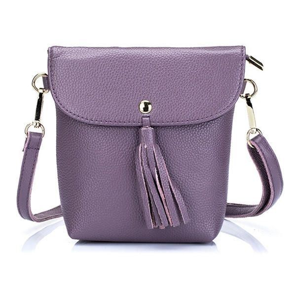 Dame Ægte Læder Kvast Mini Skuldertasker Vintage Hasp Crossbody Tasker 5.5 Tommer Telefontasker