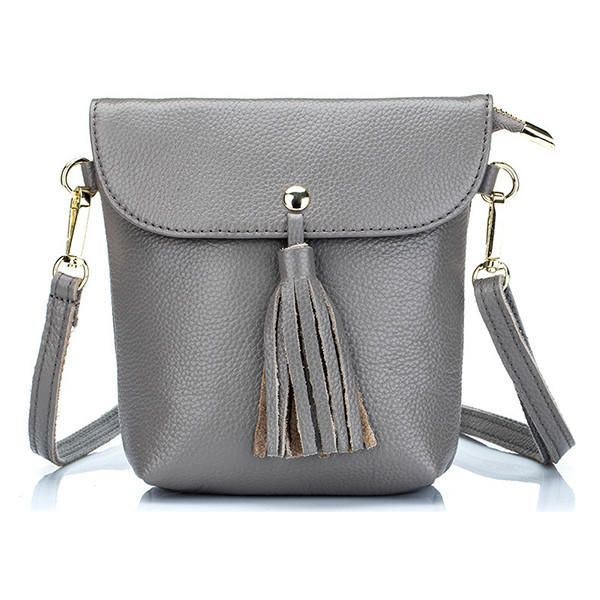 Dame Ægte Læder Kvast Mini Skuldertasker Vintage Hasp Crossbody Tasker 5.5 Tommer Telefontasker