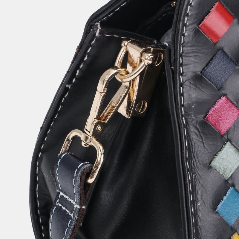 Dame Ægte Læder Patchwork Telefontaske Crossbody Taske Skuldertaske