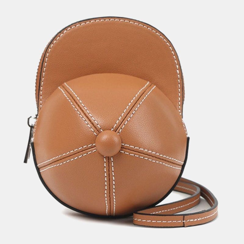 Dame Baseballhat I Imiteret Læder Form Causl Creative Skuldertaske Crossbody Taske