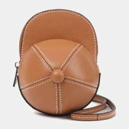 Dame Baseballhat I Imiteret Læder Form Causl Creative Skuldertaske Crossbody Taske