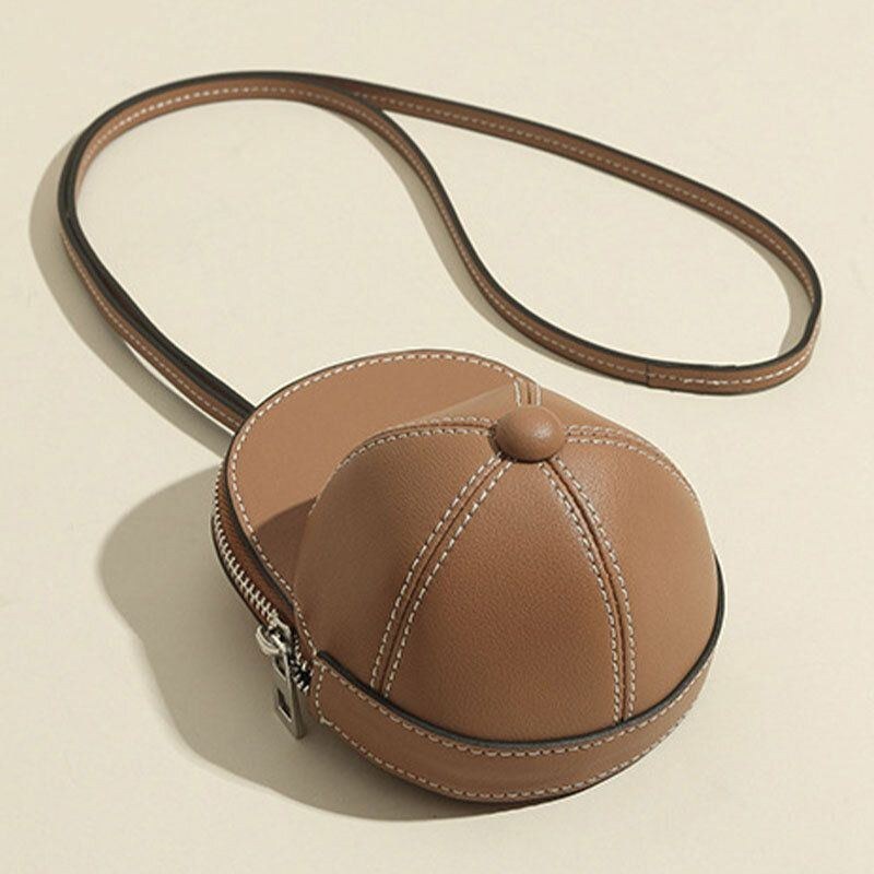 Dame Baseballhat I Imiteret Læder Form Causl Creative Skuldertaske Crossbody Taske