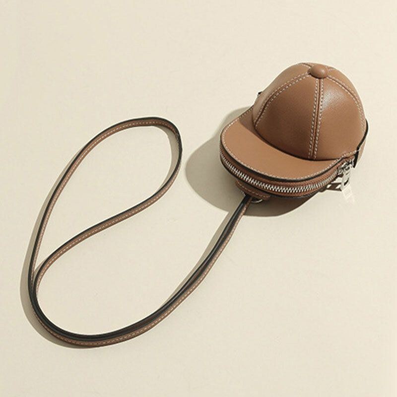 Dame Baseballhat I Imiteret Læder Form Causl Creative Skuldertaske Crossbody Taske