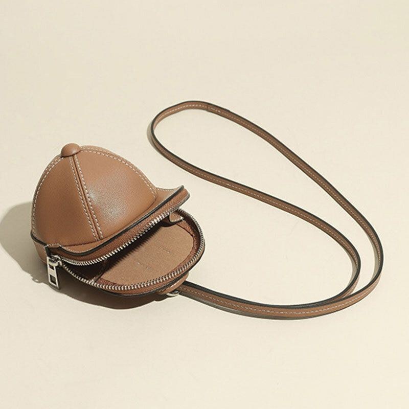 Dame Baseballhat I Imiteret Læder Form Causl Creative Skuldertaske Crossbody Taske