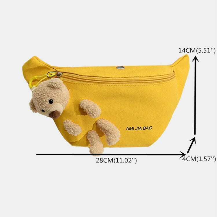 Dame Bear Doll Solid Høretelefon Sød Crossbody Taske Brysttaske Sling Bag