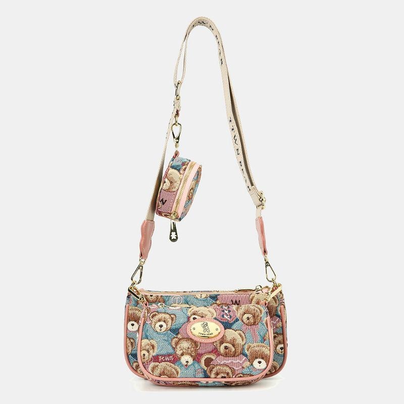 Dame Bear Mønster Casual 3 Stk Pung Crossbody Taske