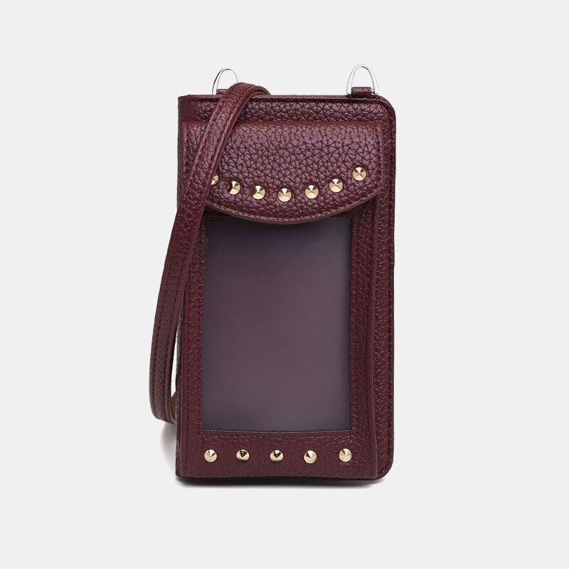 Dame Berøringsskærm 6.3 Tommer Telefonholder 10 Kortslot Nitte Crossbody Taske Tegnebog