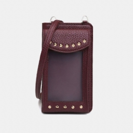 Dame Berøringsskærm 6.3 Tommer Telefonholder 10 Kortslot Nitte Crossbody Taske Tegnebog