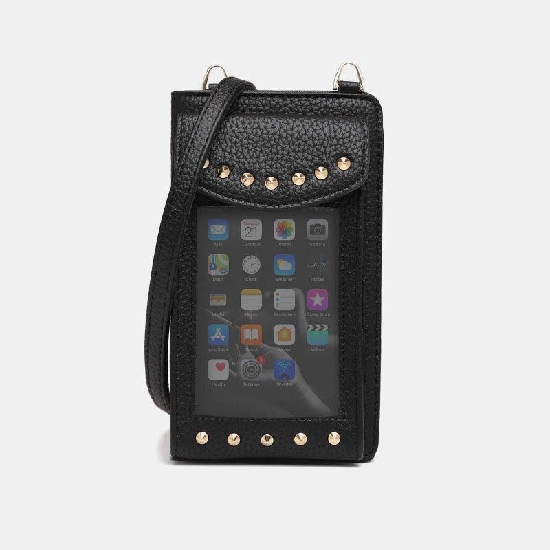 Dame Berøringsskærm 6.3 Tommer Telefonholder 10 Kortslot Nitte Crossbody Taske Tegnebog