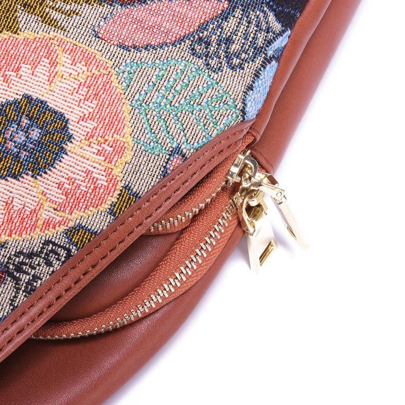 Dame Broderi Blomster Brysttaske Vintage National Crossbody Taske