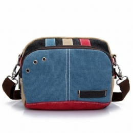 Dame Canvas Crossbody-tasker Kontrastfarve Casual Små Skuldertasker Messenger-tasker