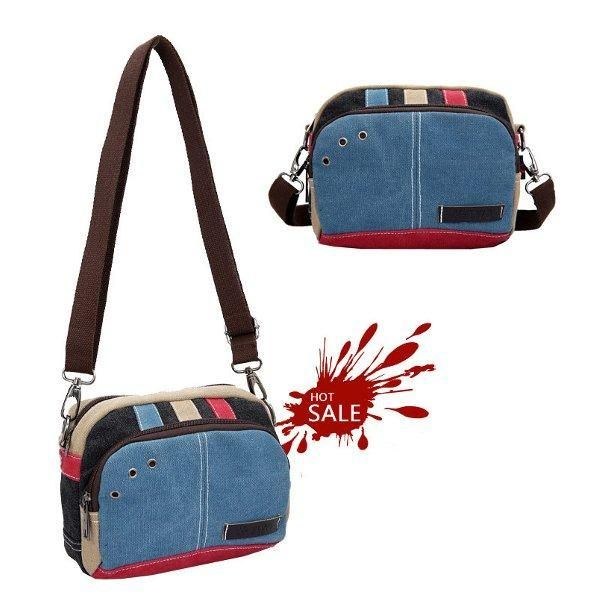 Dame Canvas Crossbody-tasker Kontrastfarve Casual Små Skuldertasker Messenger-tasker