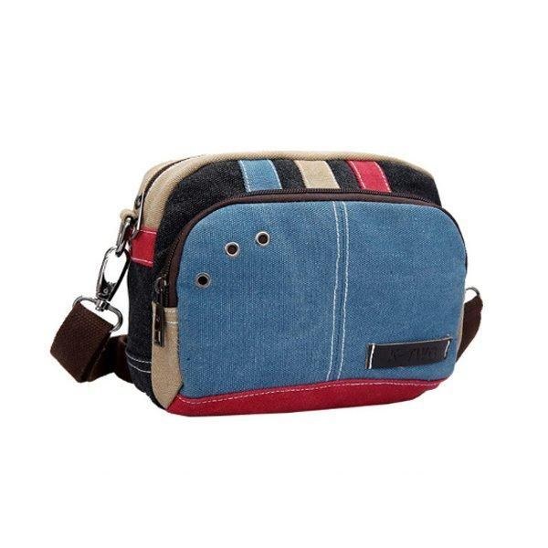 Dame Canvas Crossbody-tasker Kontrastfarve Casual Små Skuldertasker Messenger-tasker