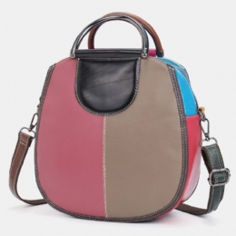 Dame Circle Ægte Lædertaske Patchwork Crossbody-taske Håndtaske Skuldertaske