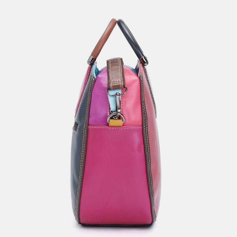 Dame Circle Ægte Lædertaske Patchwork Crossbody-taske Håndtaske Skuldertaske