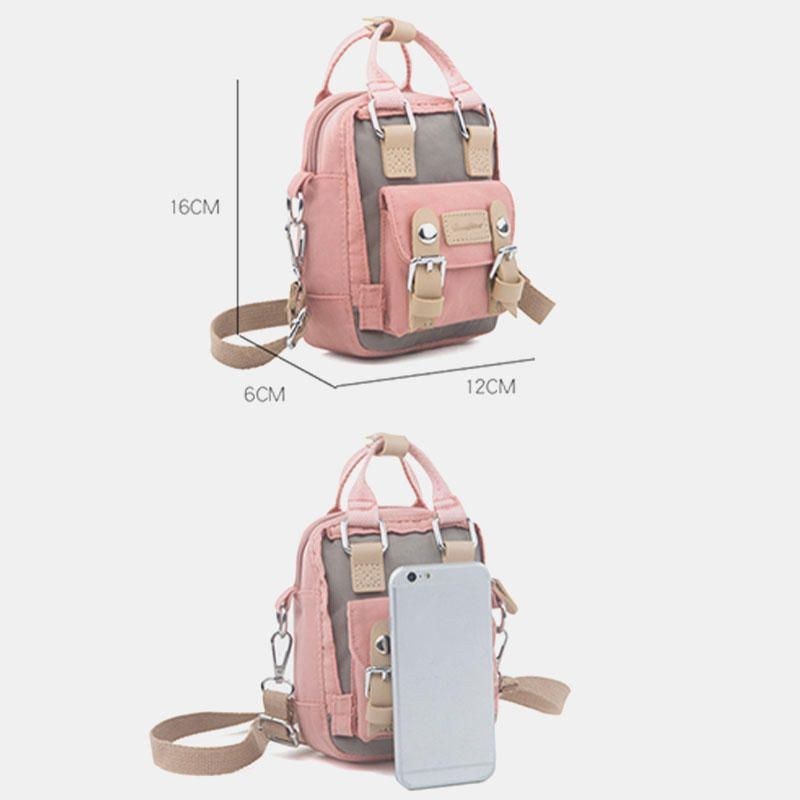 Dame Colorblock Nylon Vandtæt Crossbody Taske Mini Skuldertaske