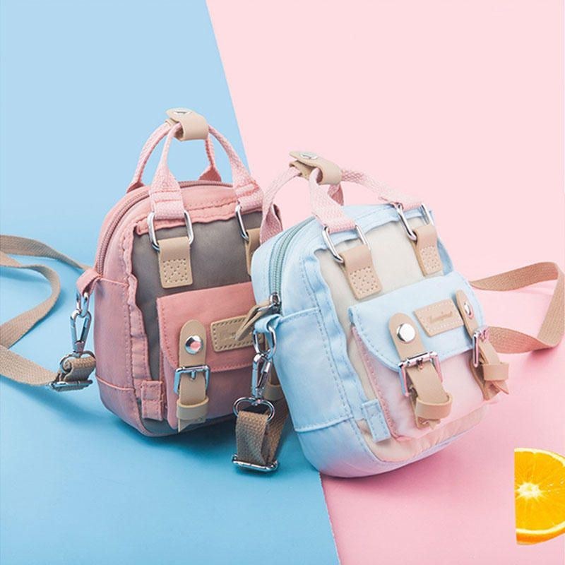 Dame Colorblock Nylon Vandtæt Crossbody Taske Mini Skuldertaske