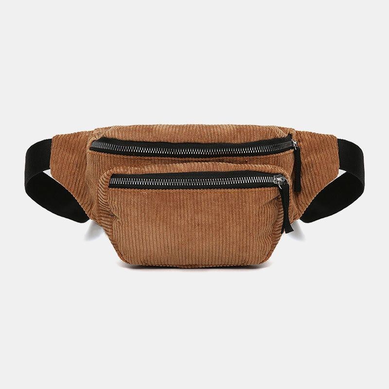 Dame Corduroy Retro Ensfarvet Casual Fashion Crossbody-taske Brysttaske Skuldertaske