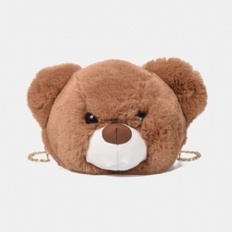 Dame Cute Plys Bear Chains Skuldertaske Crossbody Taske