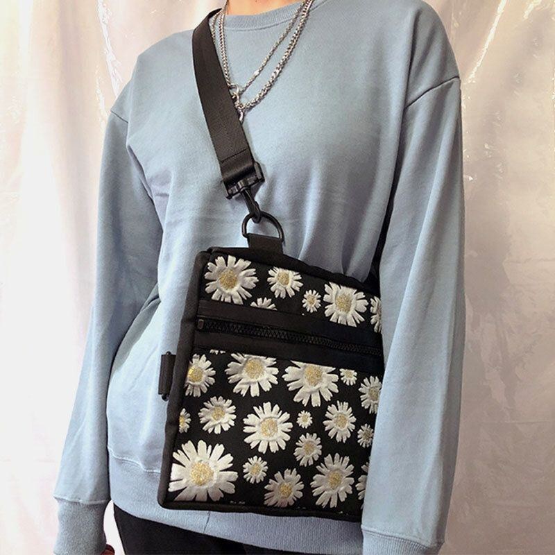 Dame Daisy Casual Flower Nylon Crossbody Bag Skuldertaske