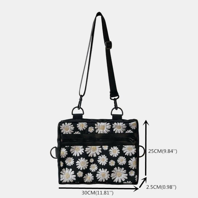 Dame Daisy Casual Flower Nylon Crossbody Bag Skuldertaske