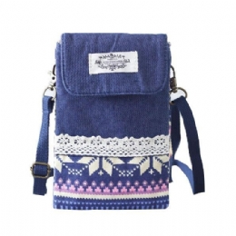 Dame Denim Tre Mellemlag Blomstertryk Mini Skuldertasker Blonde Crossbody Tasker 6.0 Tommer Telefontaske