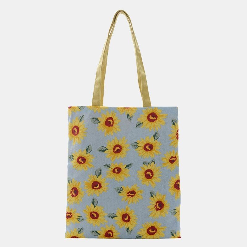 Dame Dotted Daisy Printet Tote Bag Håndtaske Skuldertaske