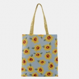 Dame Dotted Daisy Printet Tote Bag Håndtaske Skuldertaske