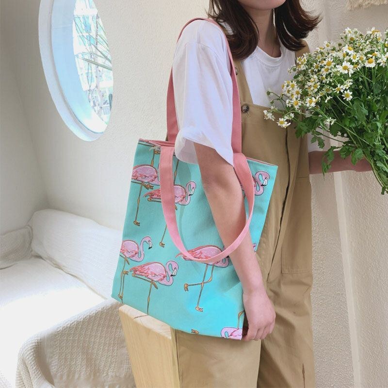 Dame Dotted Daisy Printet Tote Bag Håndtaske Skuldertaske