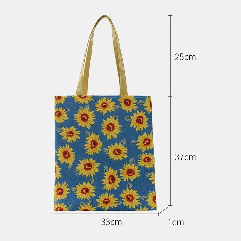 Dame Dotted Daisy Printet Tote Bag Håndtaske Skuldertaske