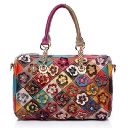 Dame Elegant Flower Patchwork Crossbody Taske Håndtaske